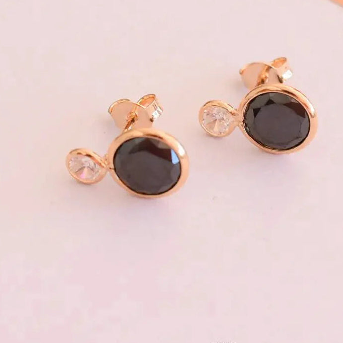 Aros Olivia Negro Oro - Joyas Gloss Crystal