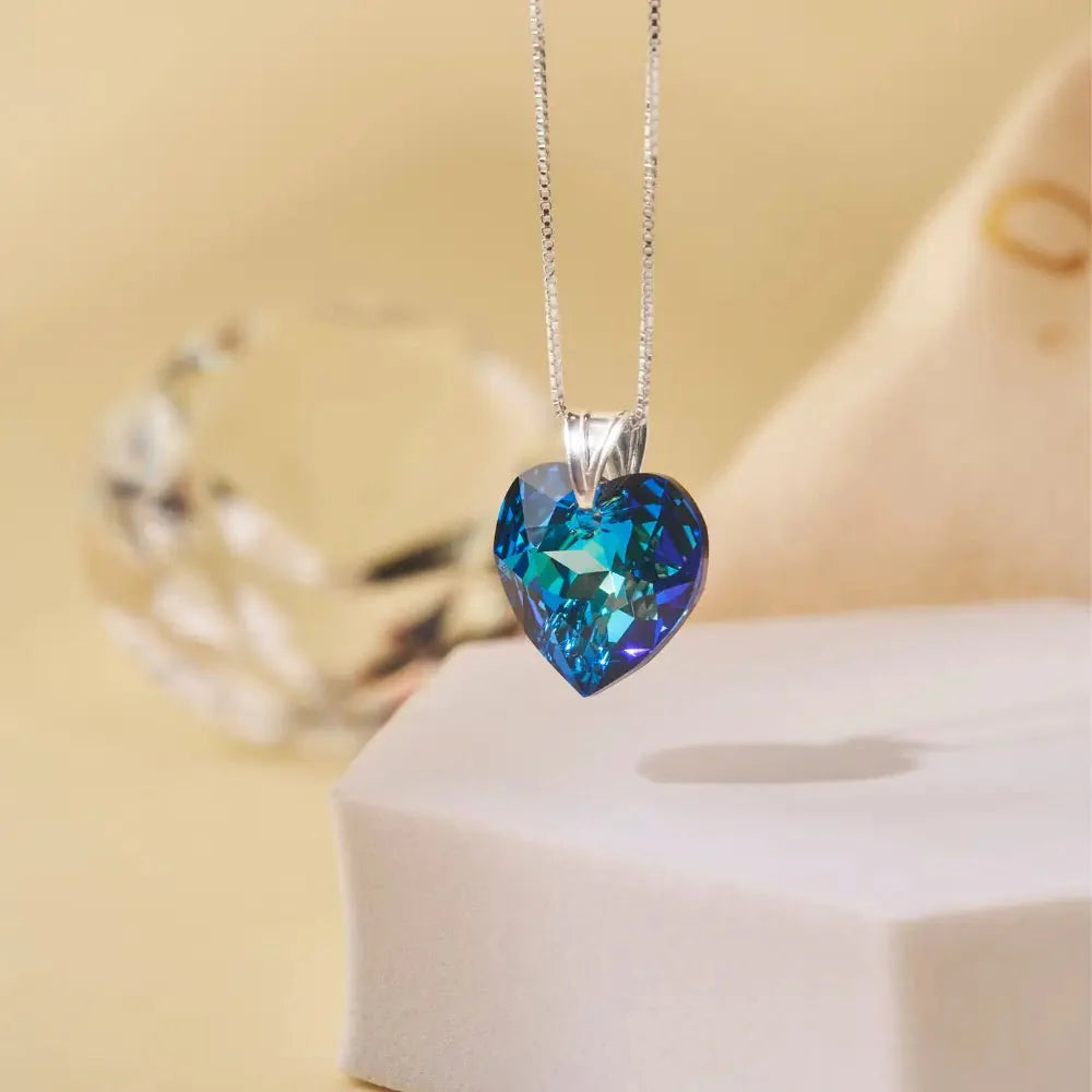 Collar Enamorados Azul Plata - Joyas Gloss Crystal