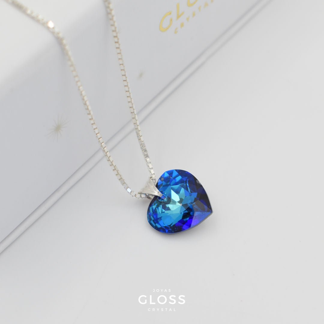 Collar Enamorados Azul Plata