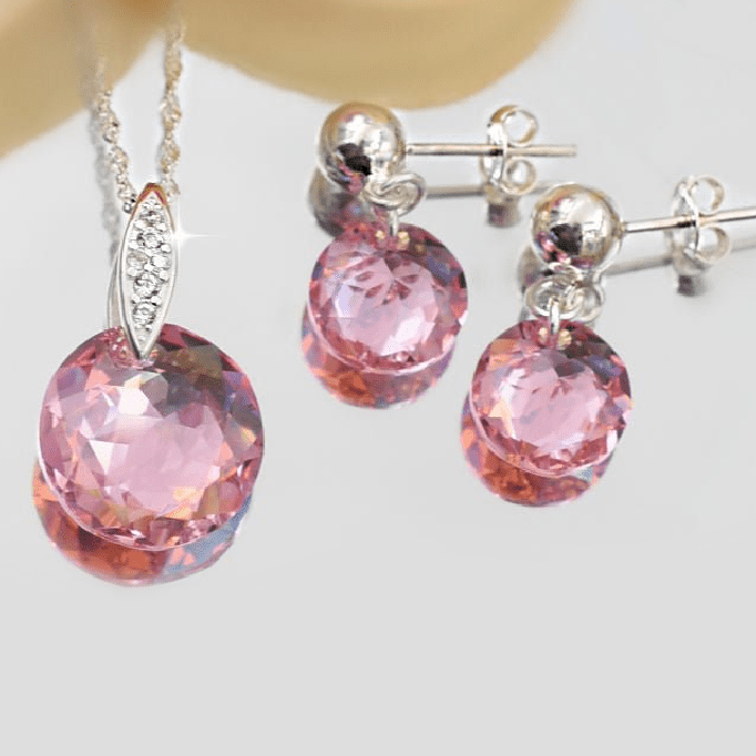 Conjunto Classic Cut Rose Swarovski plata