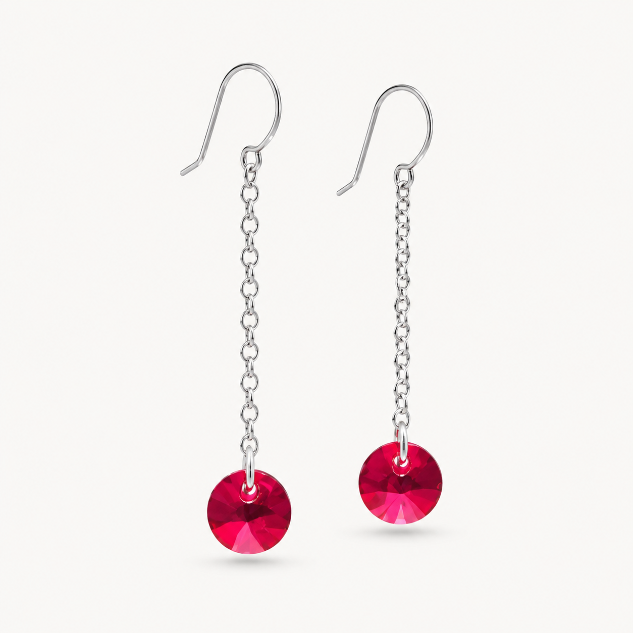 Aros Mía colgante rojos cristal 8 mm plata