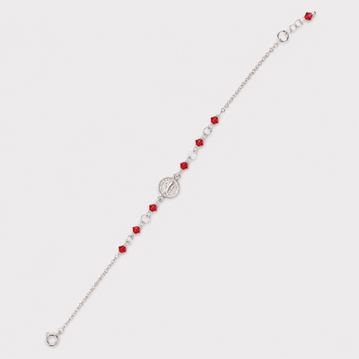 Pulsera Siempre Protegida - San Benito Swarovski y plata