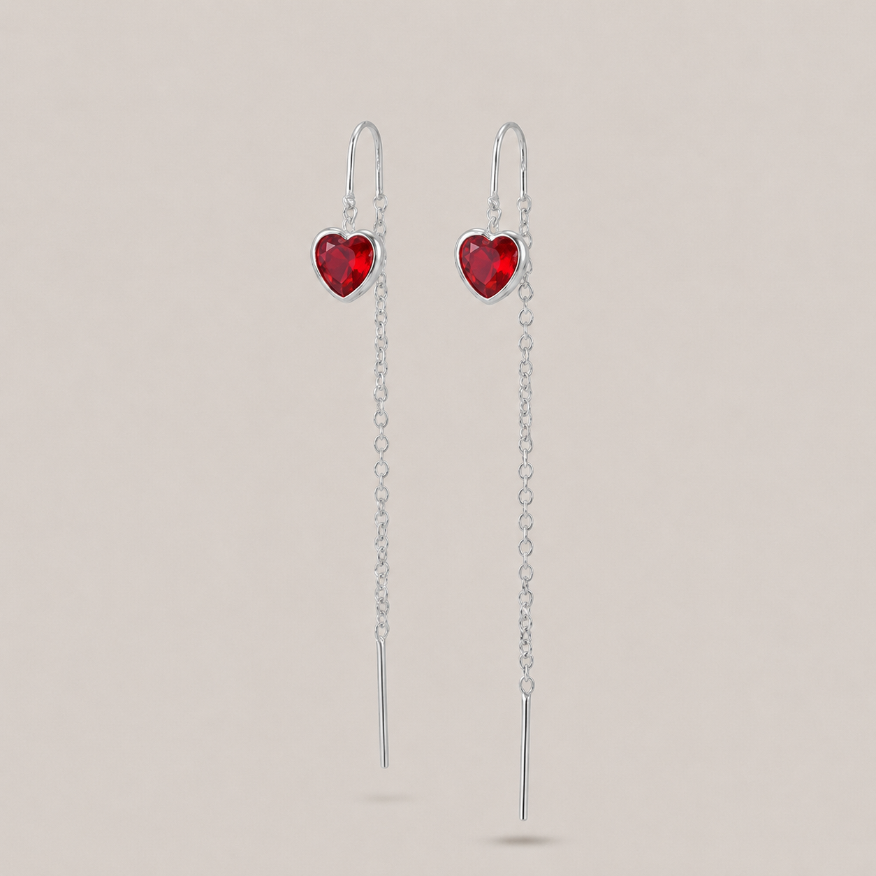 Aros mini heart chain plata