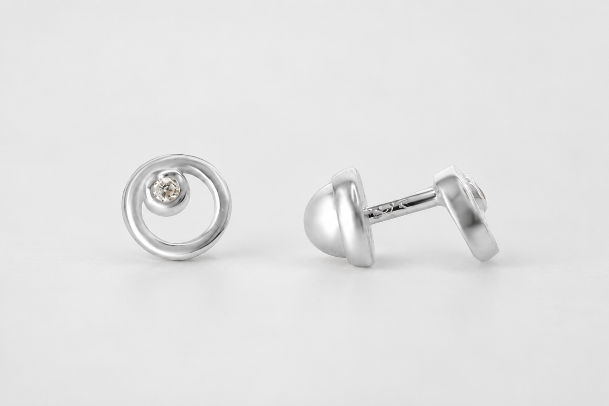 Aros mini círculo luz bebé tope plata