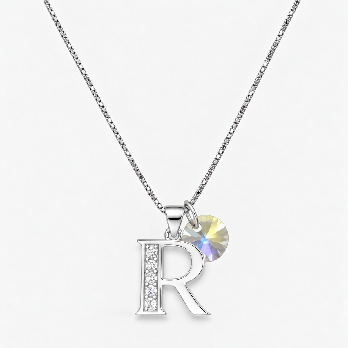 Collar iniciales letra circones plata