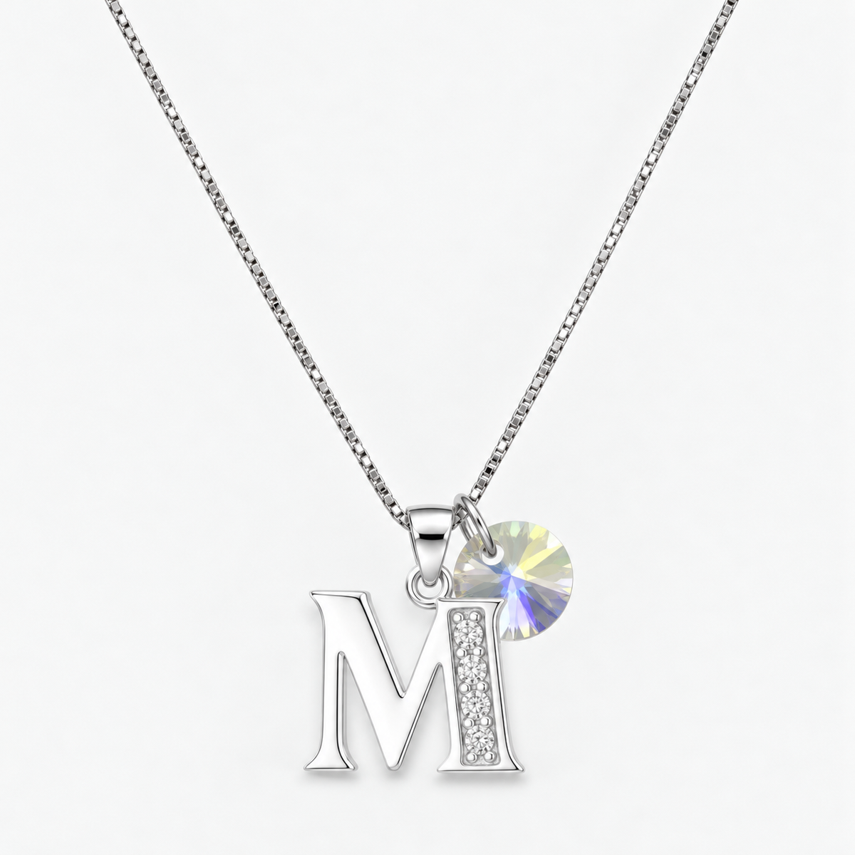 Collar iniciales letra circones plata