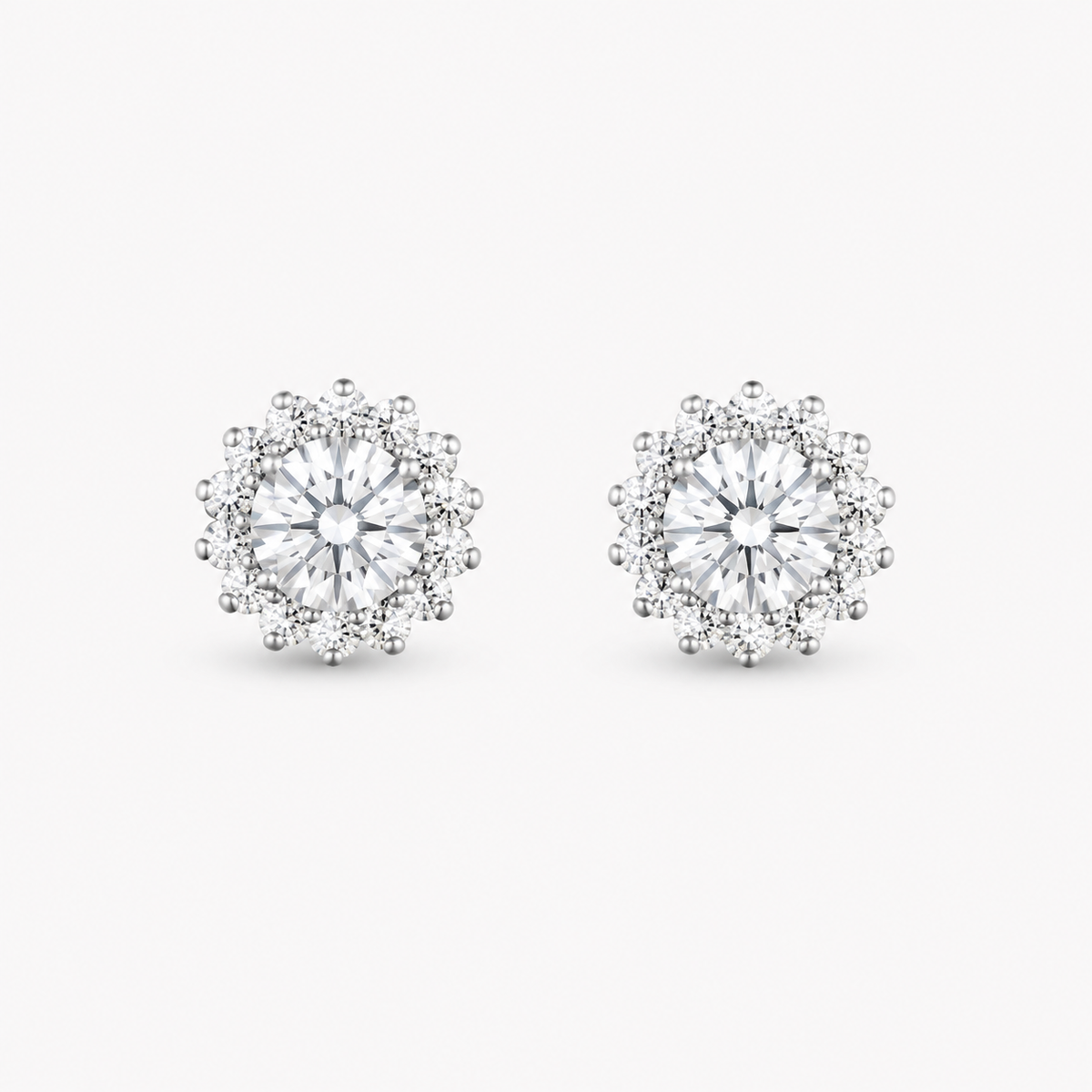 Aros Halo Redondo Moissanita Plata