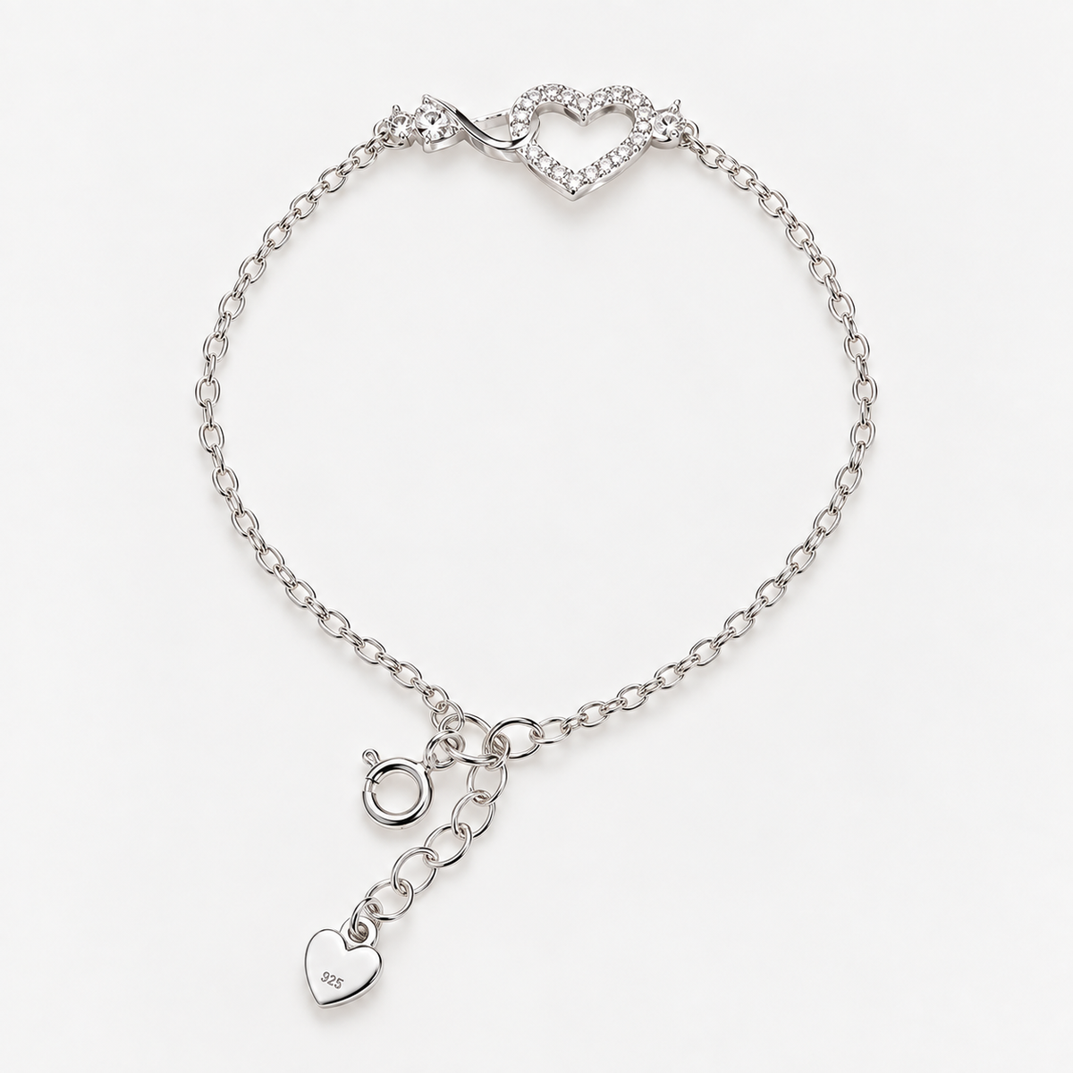 Pulsera Unión Corazón Infinito Plata