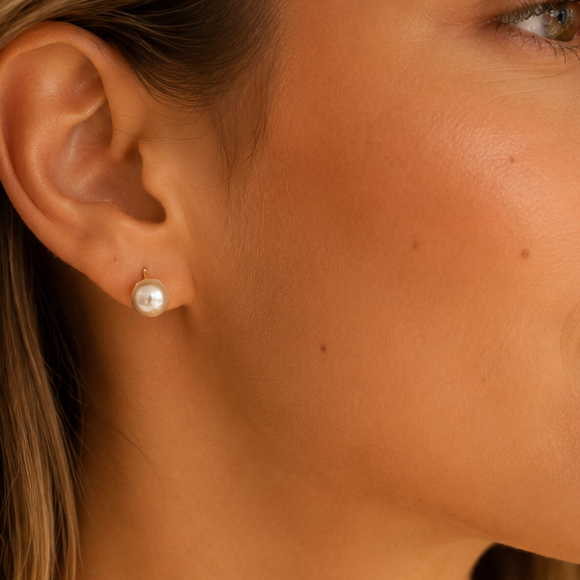 Aros perla Fantasía 4 mm Enchapado en Oro