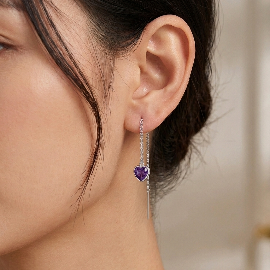 Aros mini heart chain plata