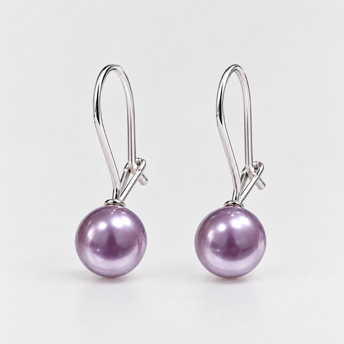Aros Perla Lavanda Plata