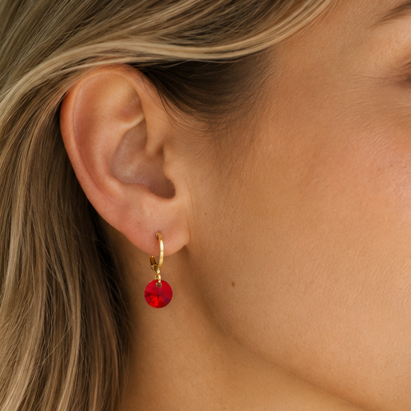 Aros Aura Rojo Oro Cristal Genuino