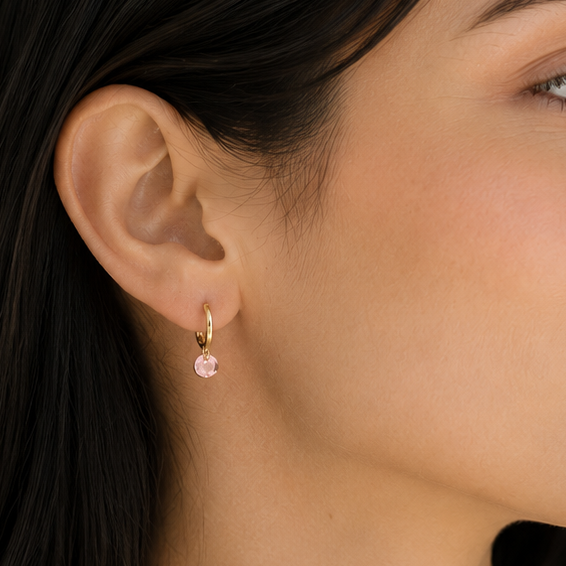 Aros Aura Rosa Oro Cristal Genuino