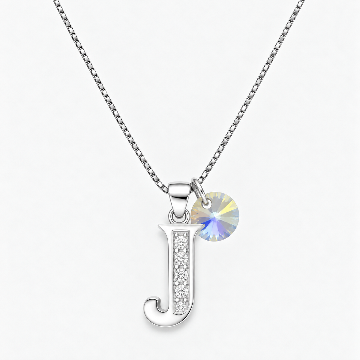 Collar iniciales letra circones plata