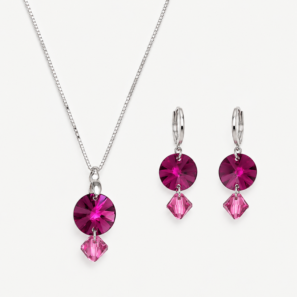 Conjunto Diva Fucsia Cristal Plata