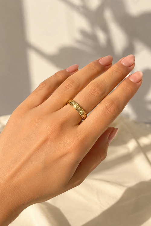 Anillo Giratorio Antiestrés enchape de oro