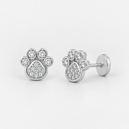 Aros piercing plano patita circones plata (huella)