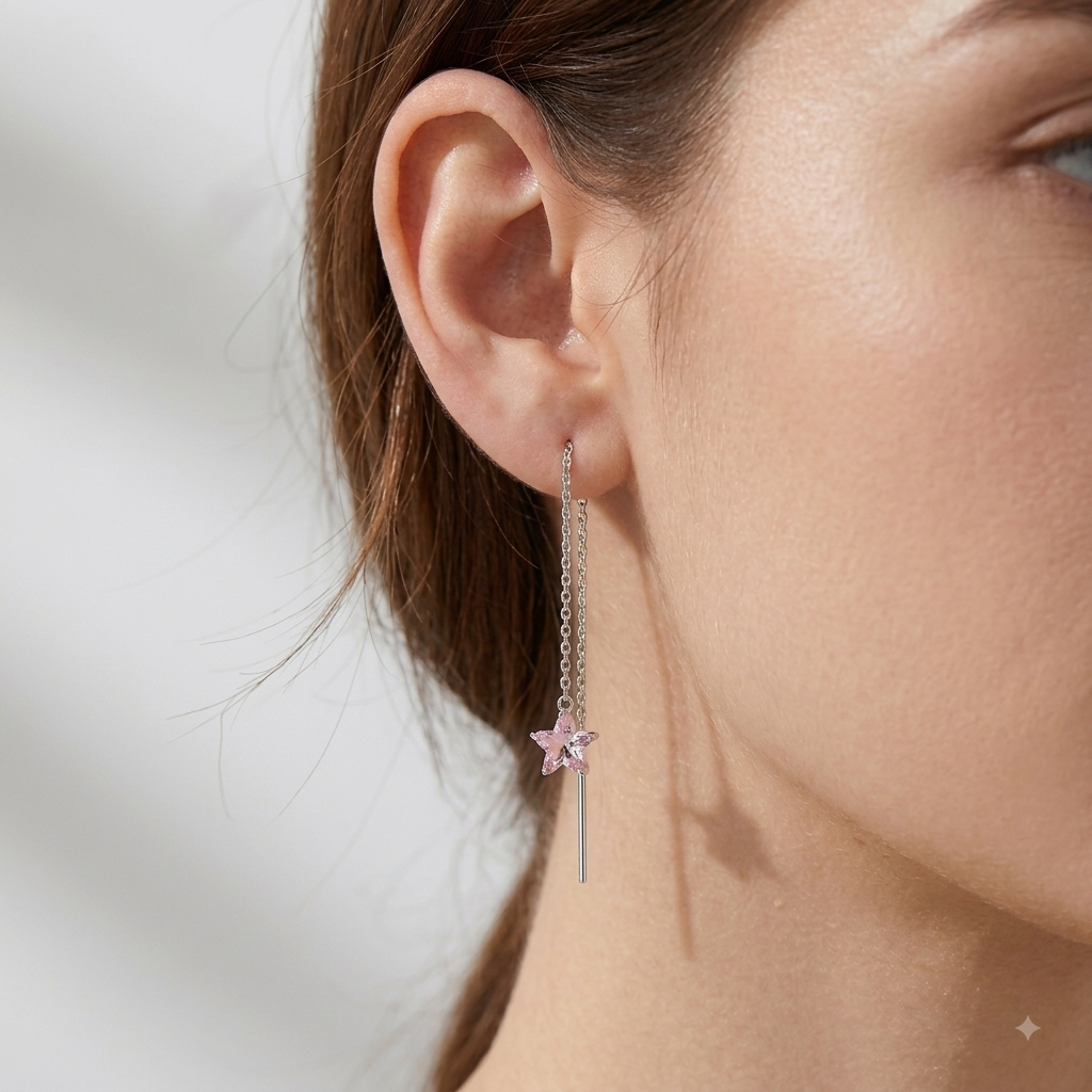 Aros mini star chain plata