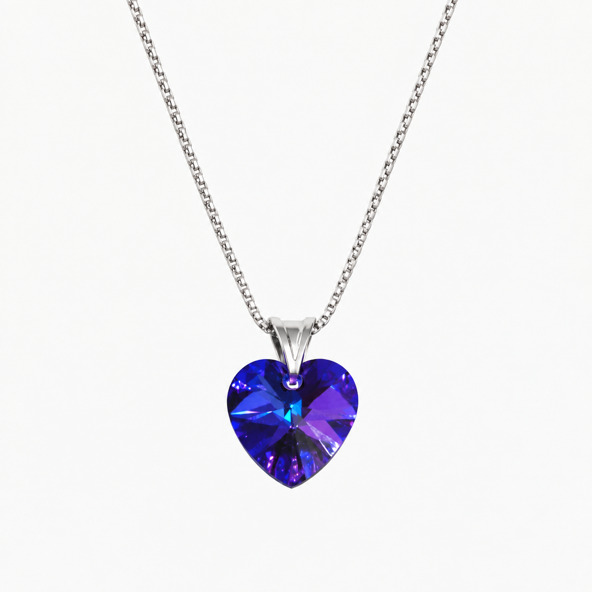 Collar Cristal Swarovski Corazón Heliotrope Plata