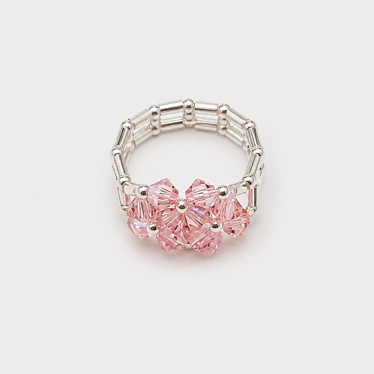 Anillo Ajustable Prisma Cristales Swarovski Plata