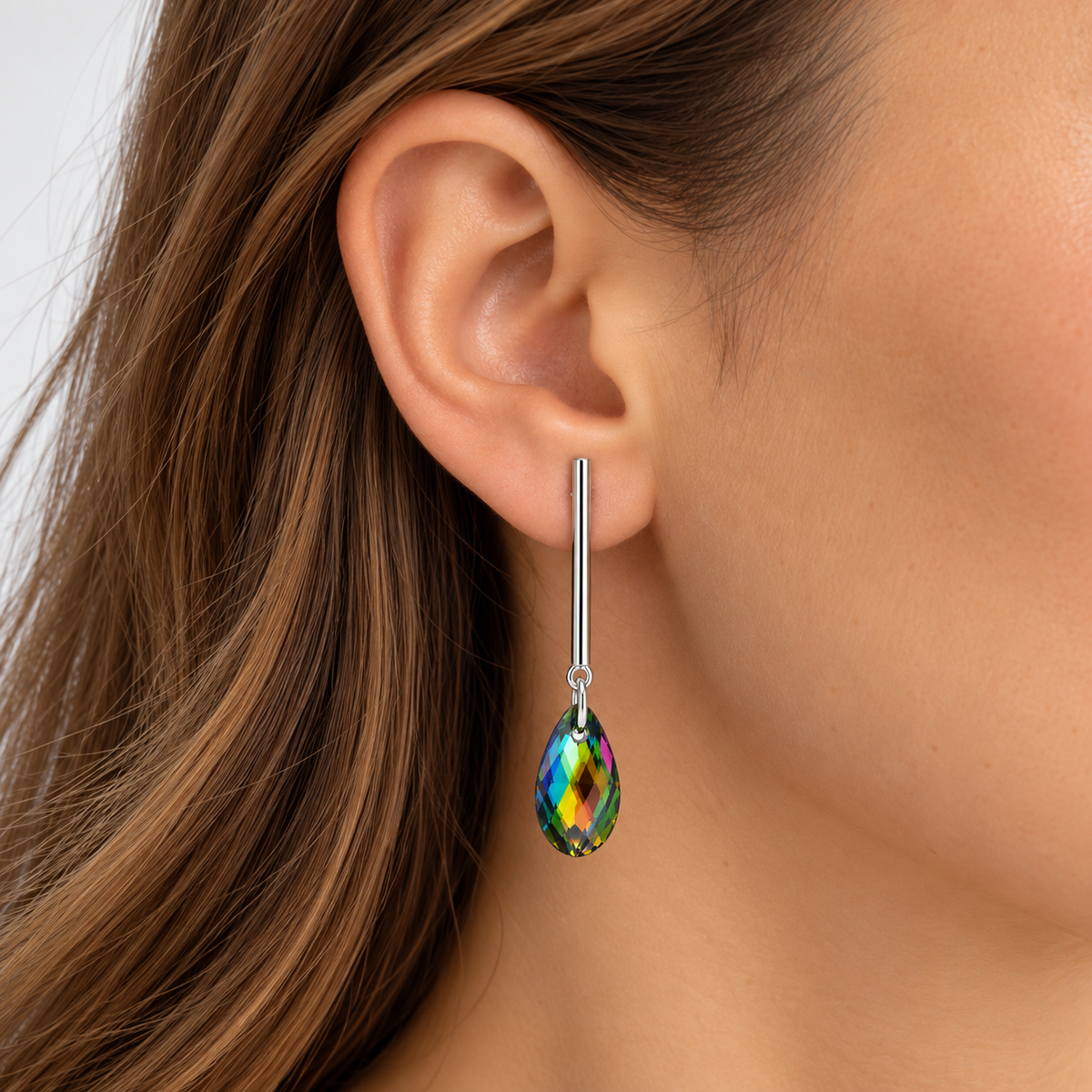 Aros Gala Vitrail Cristal Plata