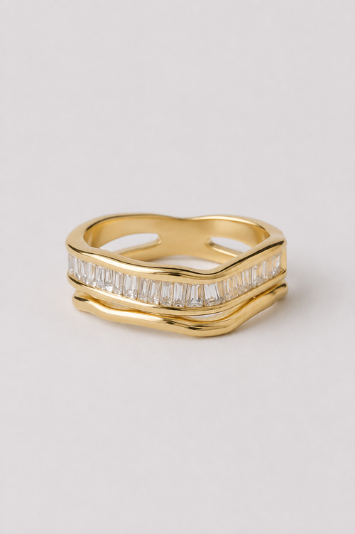 Anillo Ondas Baguette