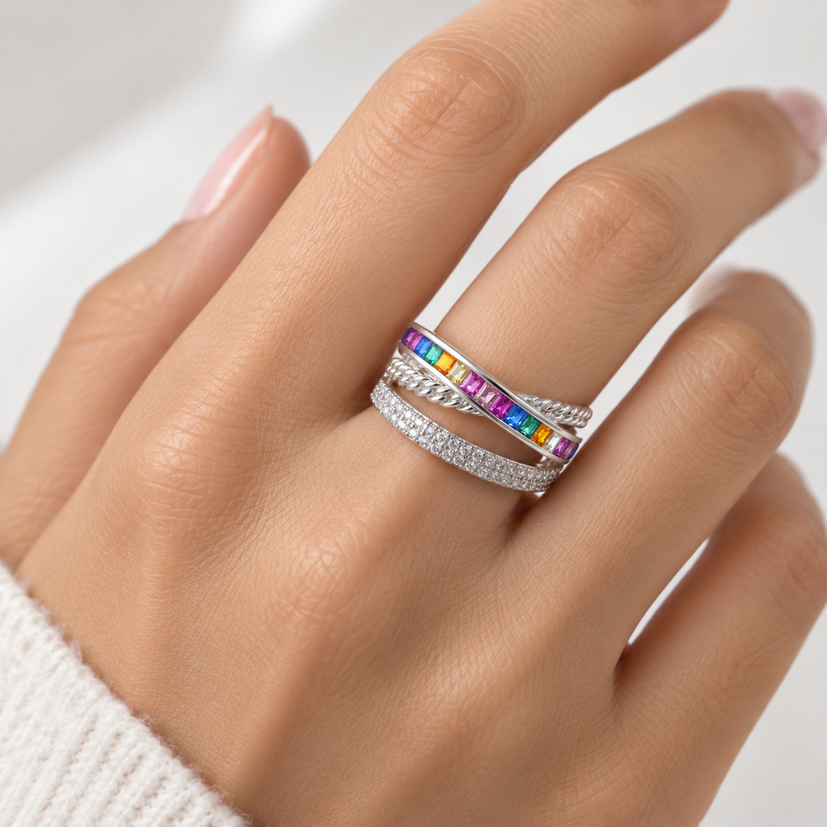 Anillo Arcoiris Plata