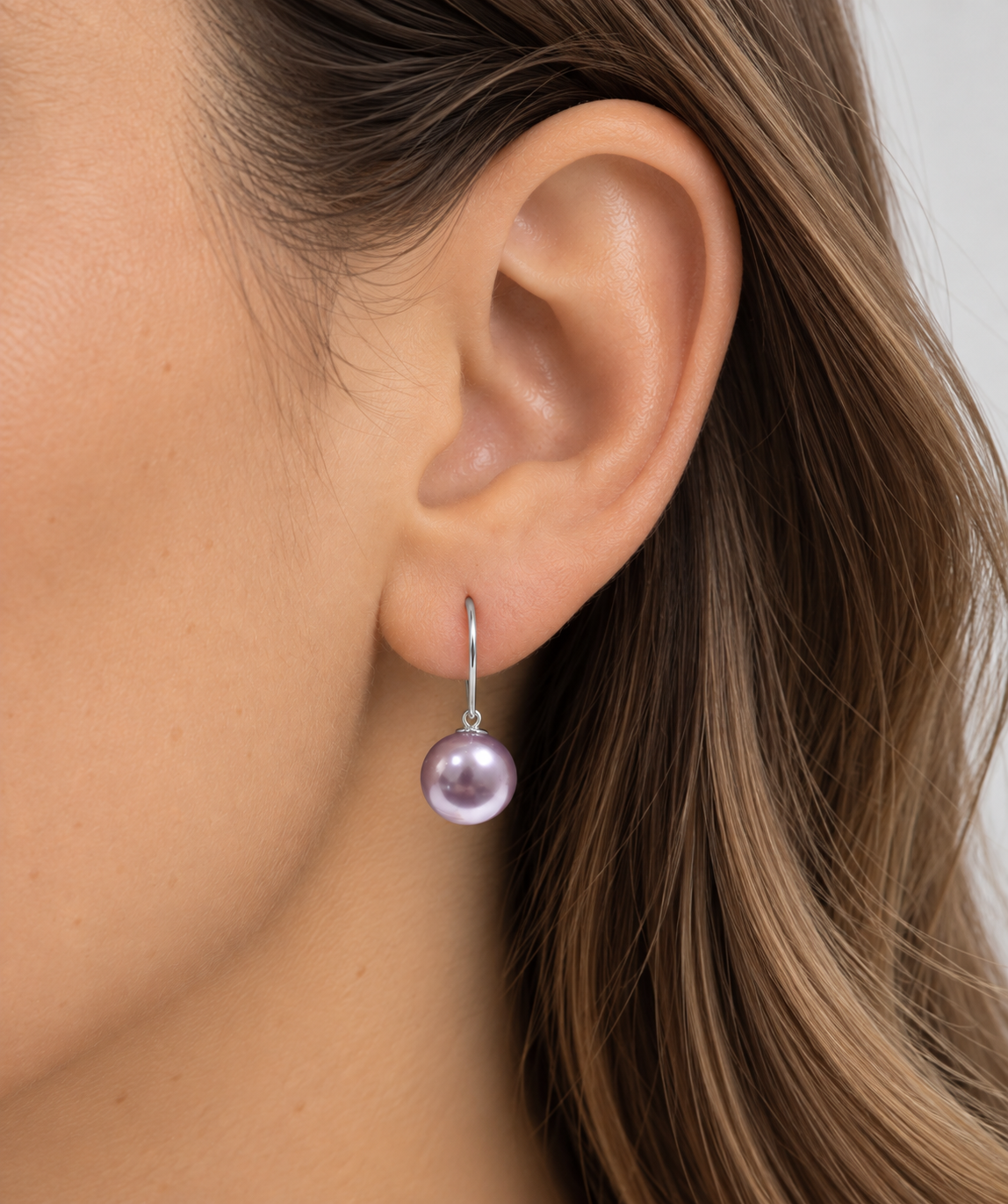 Aros Perla Lavanda Plata