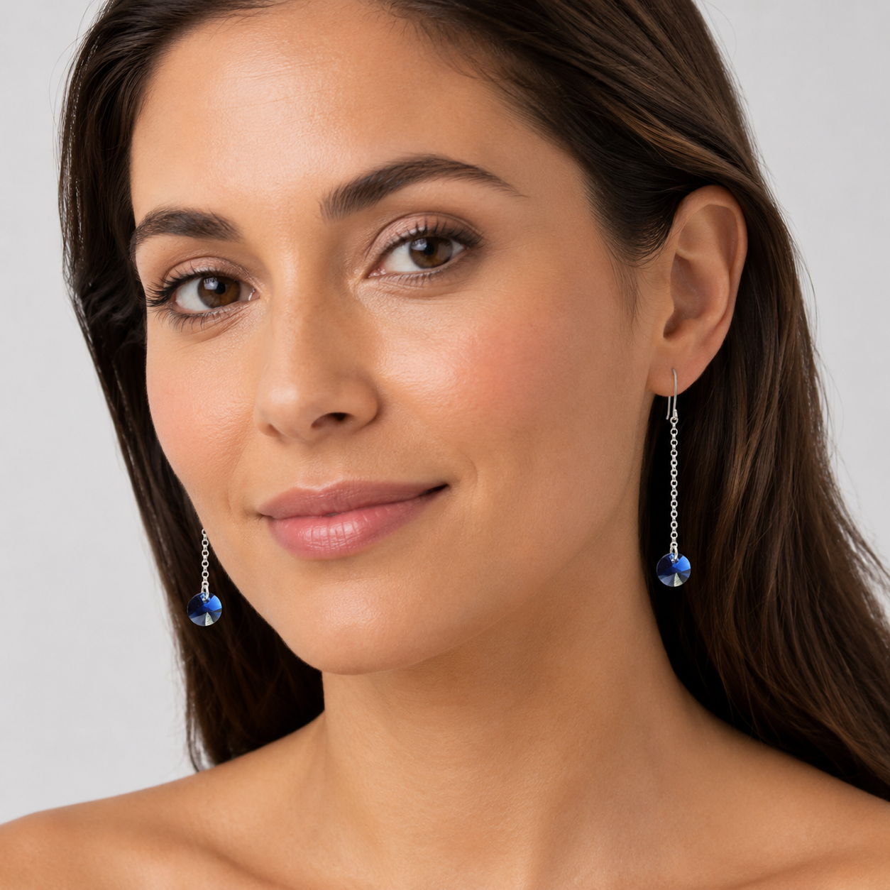Aros Mía colgante azul cristal 8 mm plata