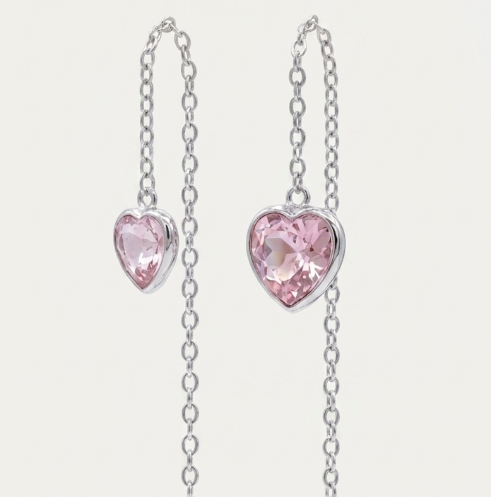 Aros mini heart chain plata