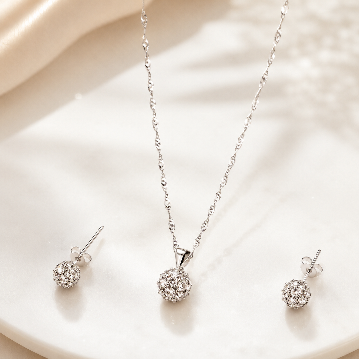 Conjunto esferas Stella cristales plata