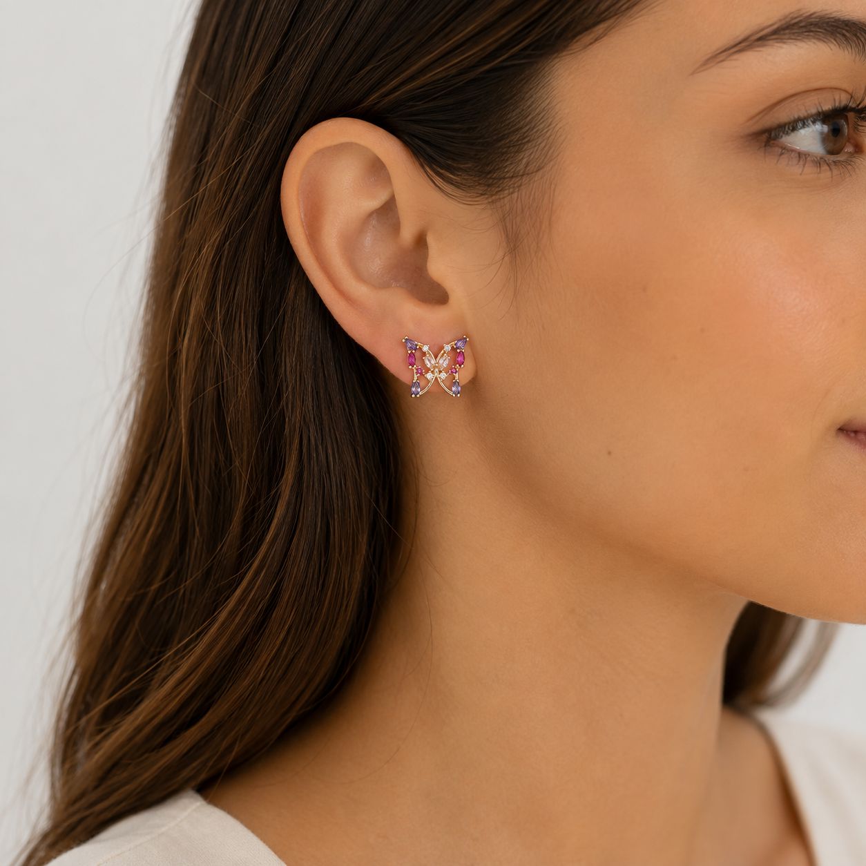 Aros Mariposa Lilium Baño de Oro 18k