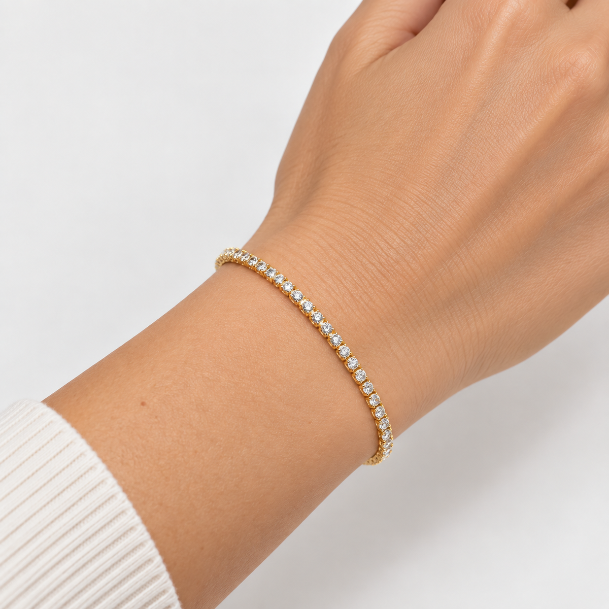 Pulsera Tenis Elasticada Oro