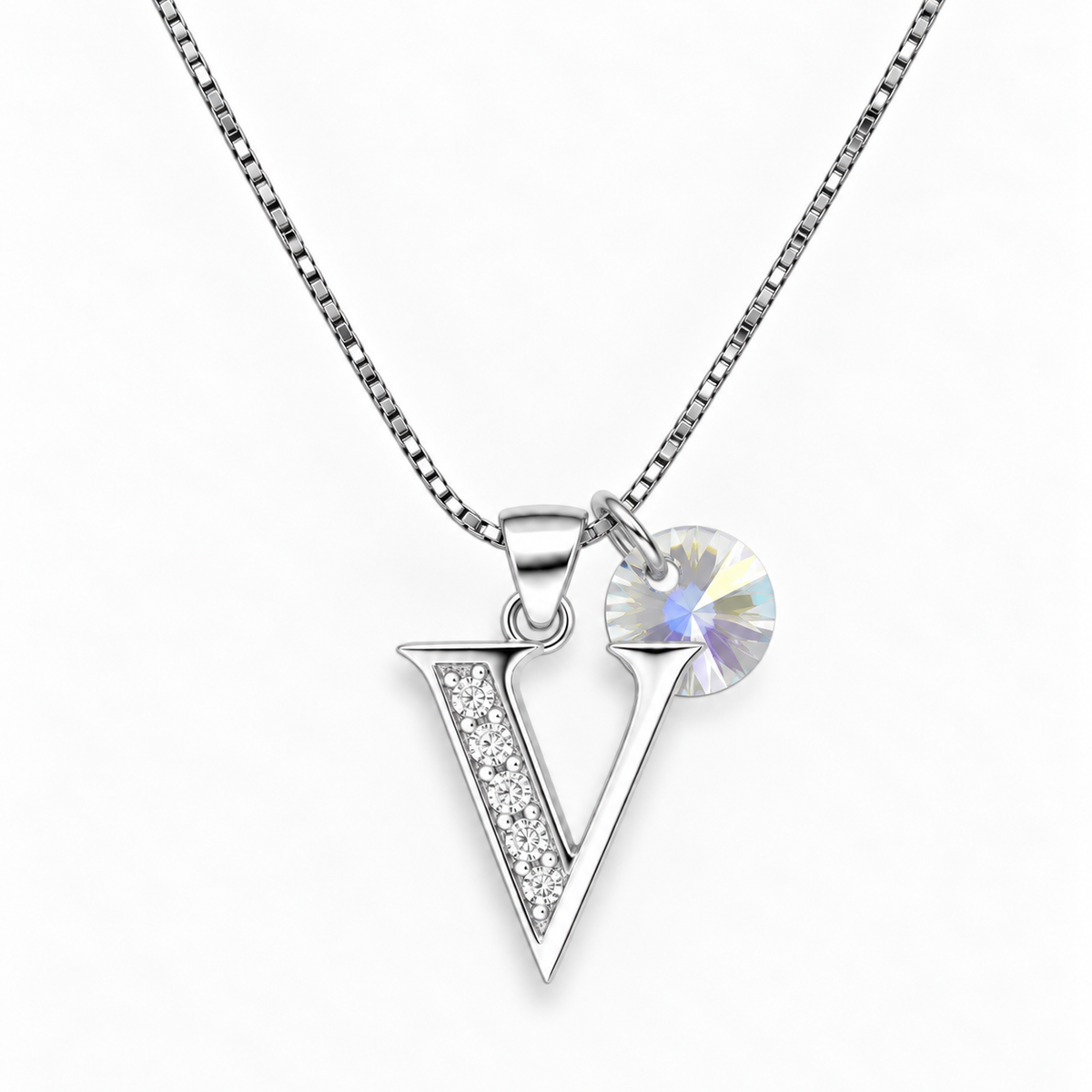 Collar iniciales letra circones plata