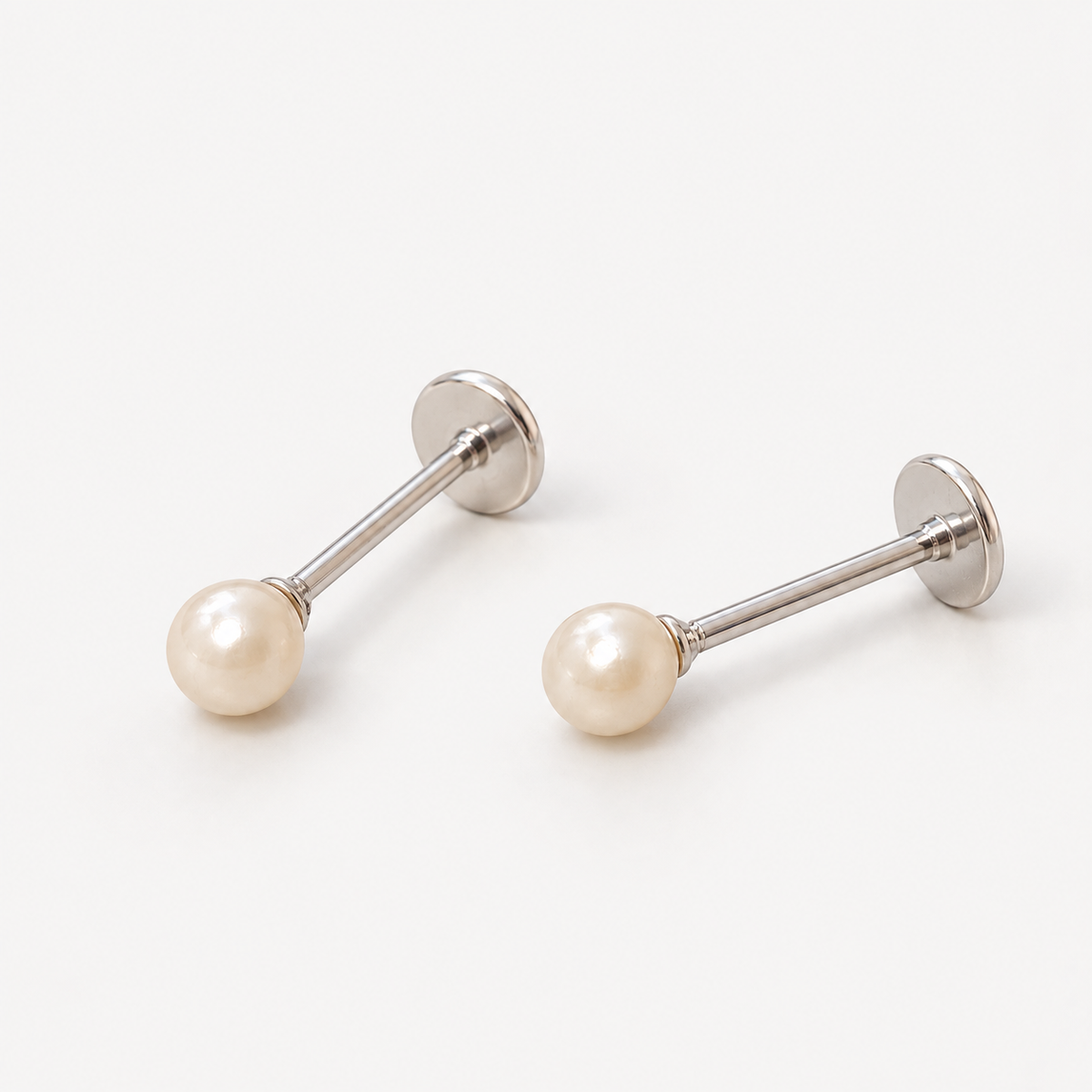 Aros Piercing Perla Plata