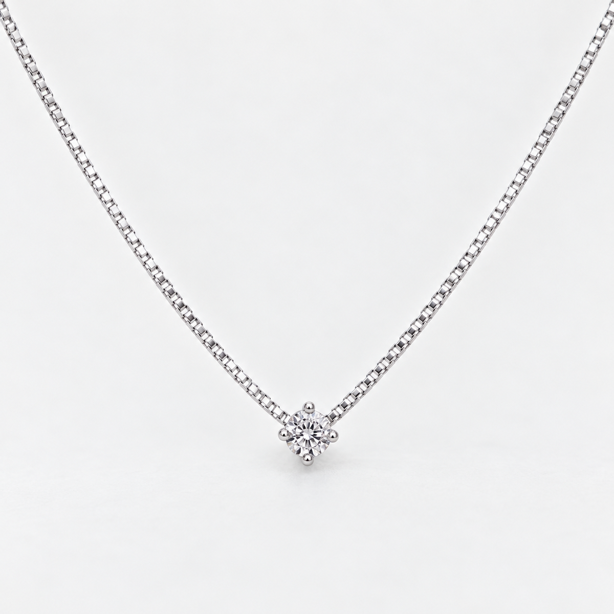 Collar circón punto de luz plata  3 mm