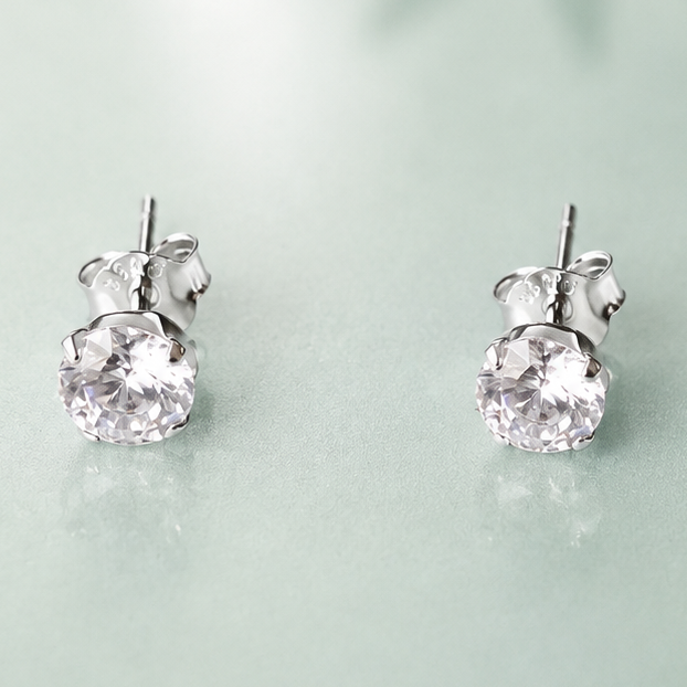 Aros circón redondo plata