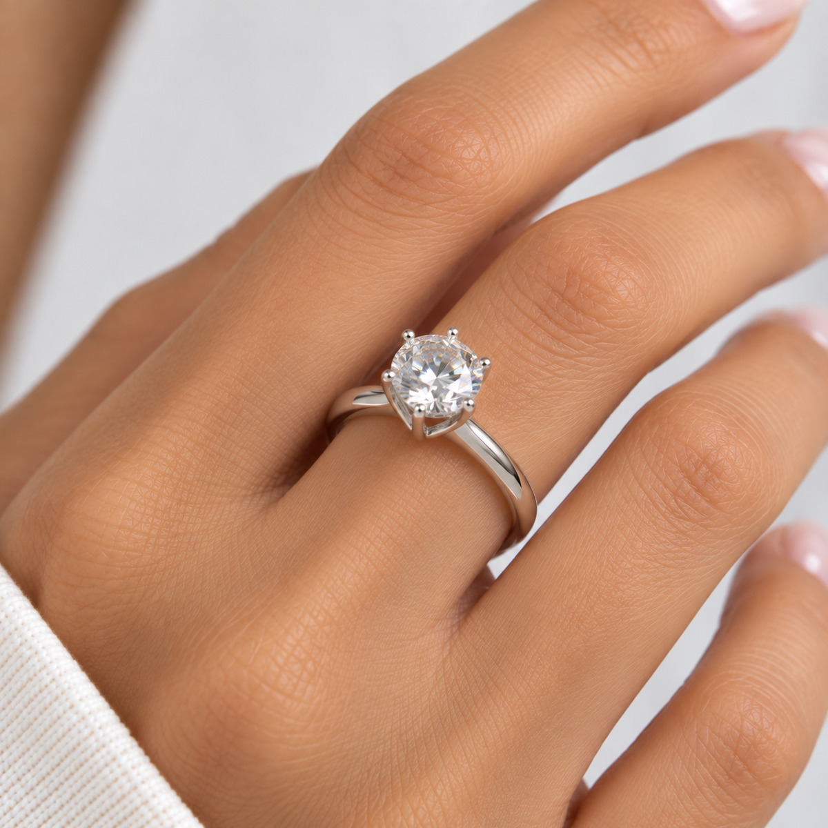 Anillo Solitario Amanda Moissanita Plata