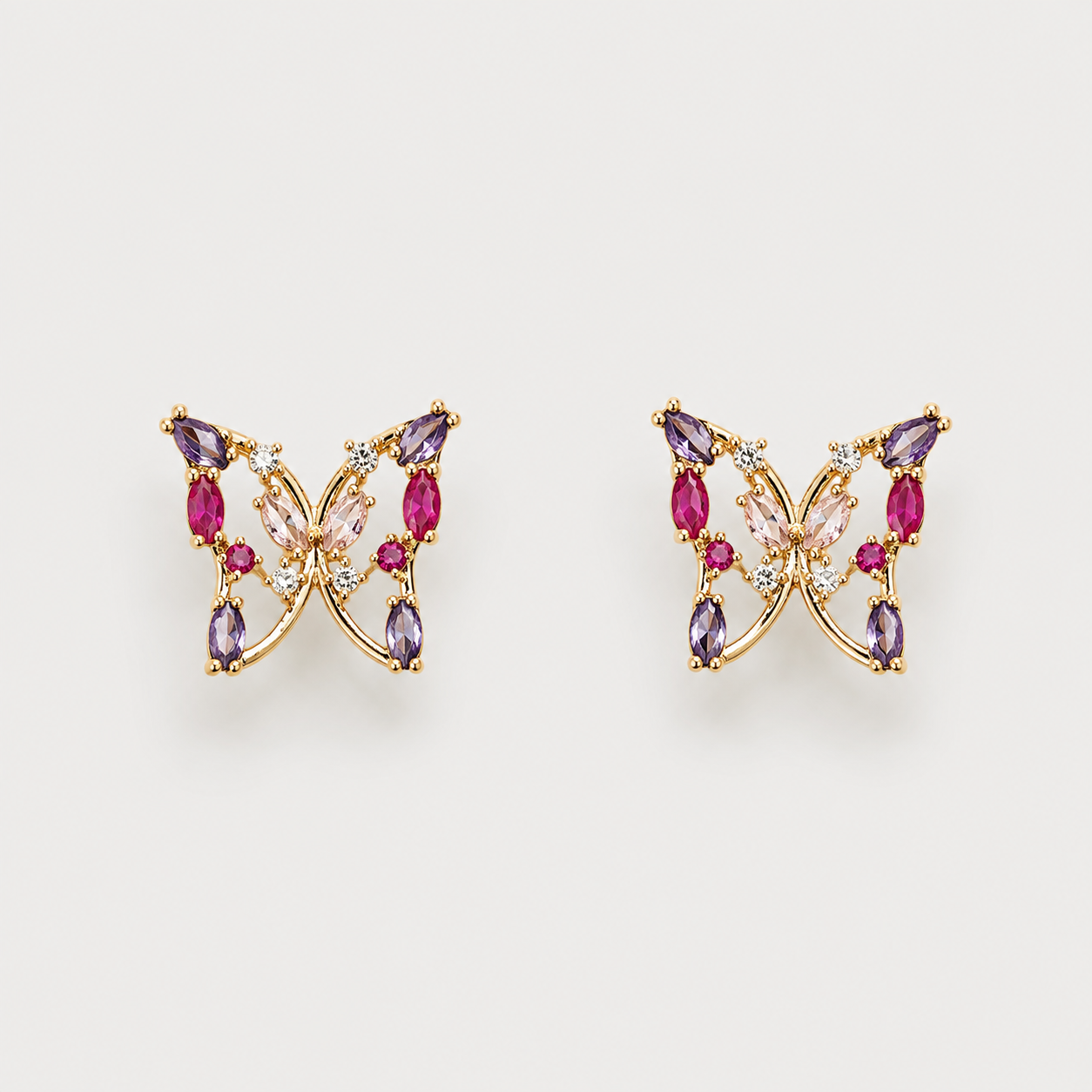 Aros Mariposa Lilium Baño de Oro 18k