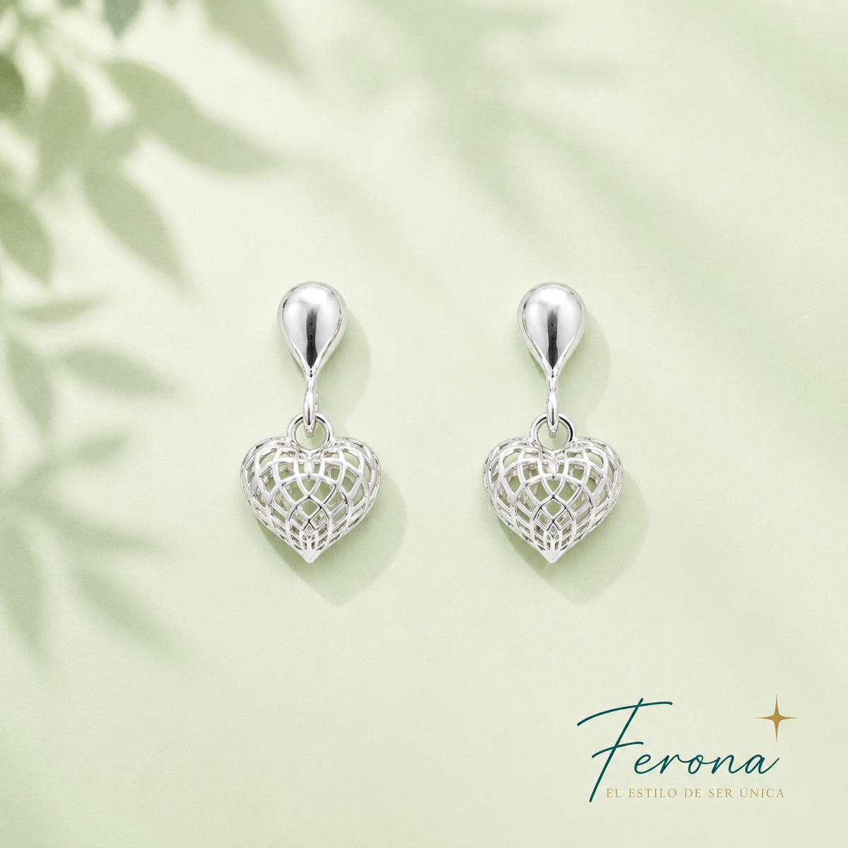 Aros Pequeño Corazón Malla Plata
