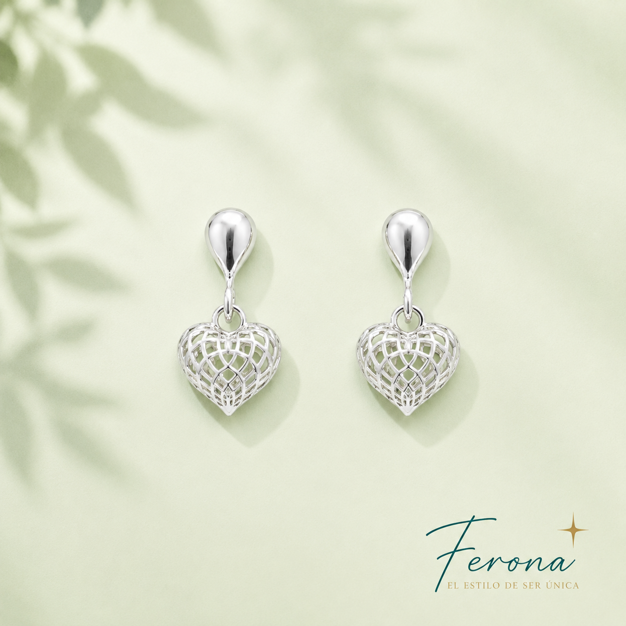 Aros Pequeño Corazón Malla Plata