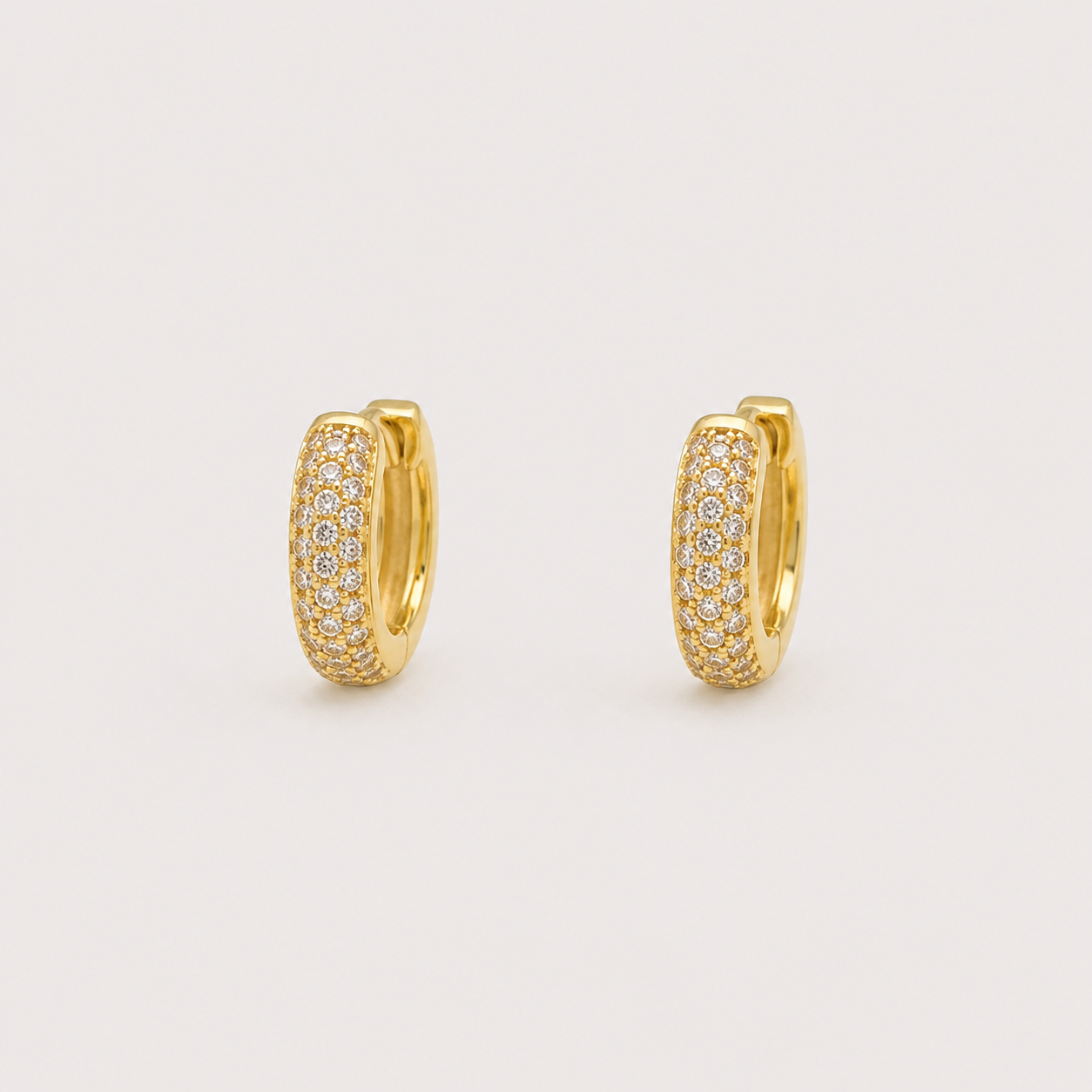 Aros Mini Argolla Doble Cintillo Ignacia Baño de Oro 18k