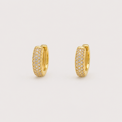 Aros Mini Argolla Doble Cintillo   Oro 18k