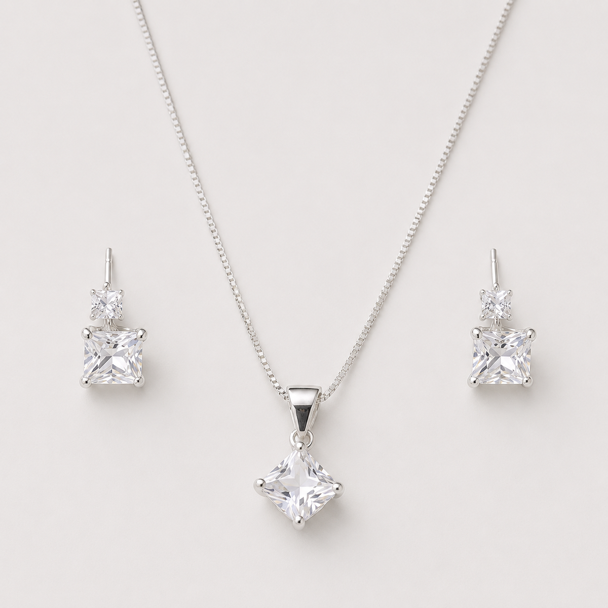 Conjunto cuadrado punto de luz plata