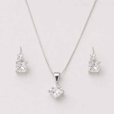 Conjunto cuadrado punto de luz plata