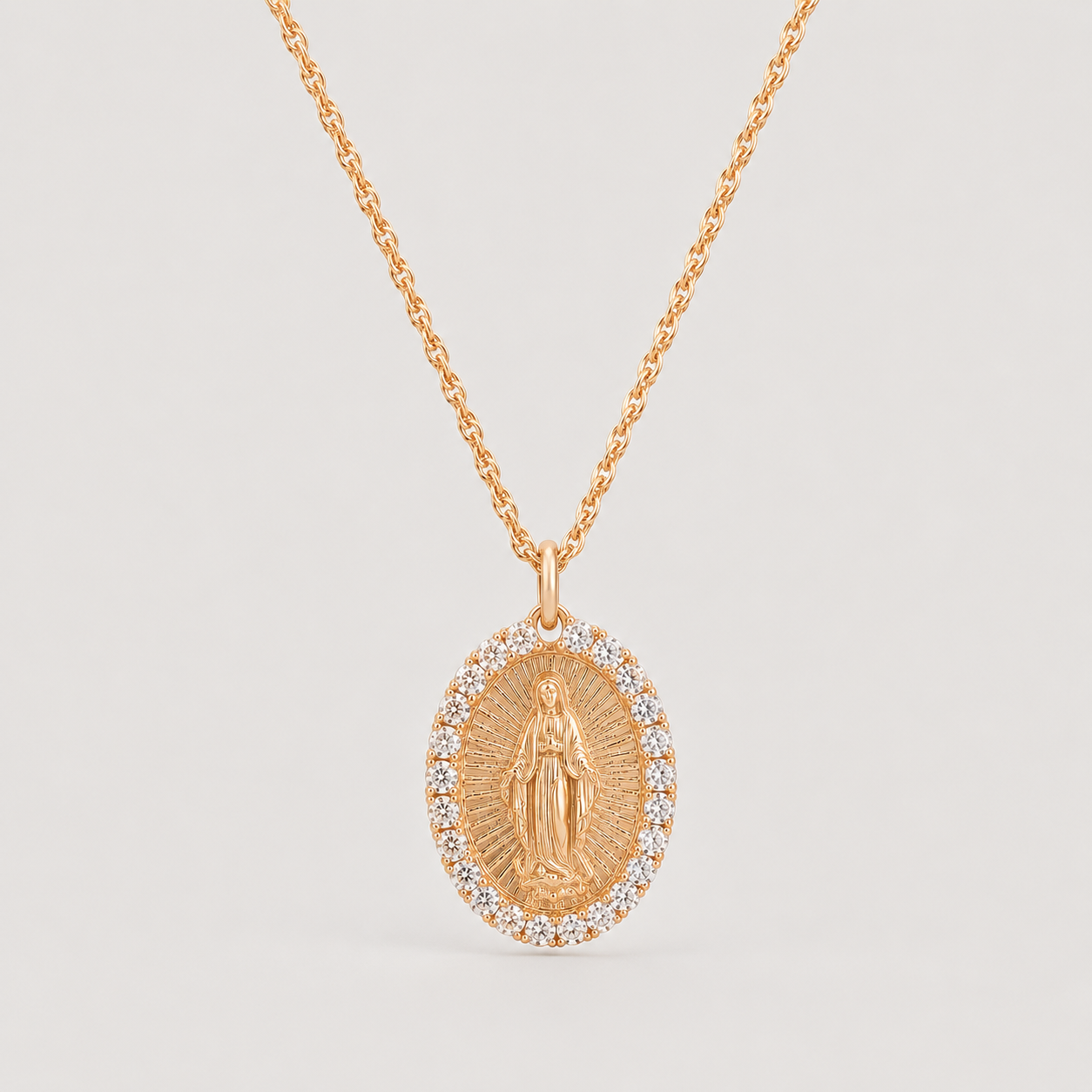 Collar Virgen Circones Cristal Oro 18k