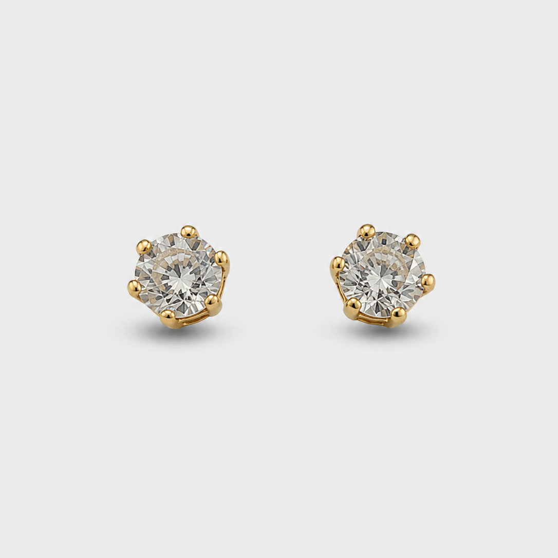 Aros Punto Luz Corona Medium Niña Baño de Oro 18k