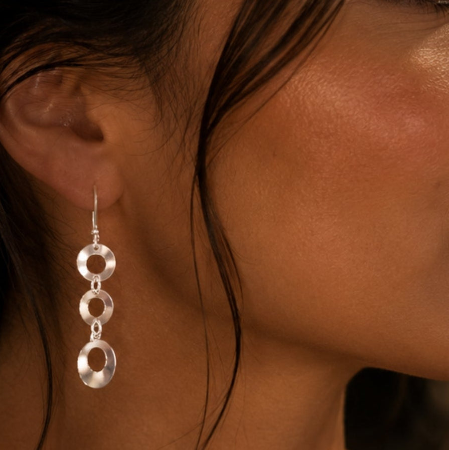 Aros círculos colgantes plata