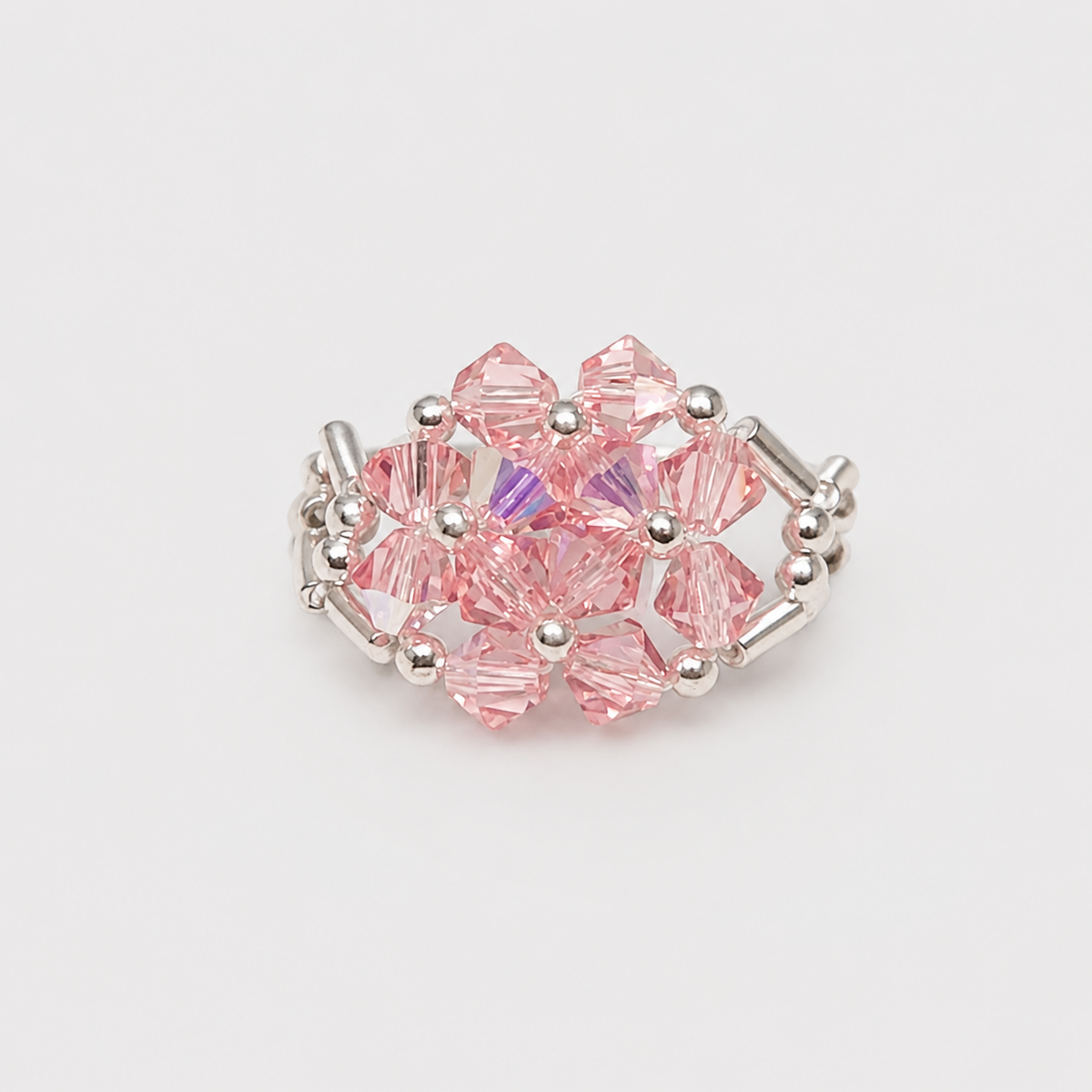 Anillo Ajustable Prisma Cristales Swarovski Plata