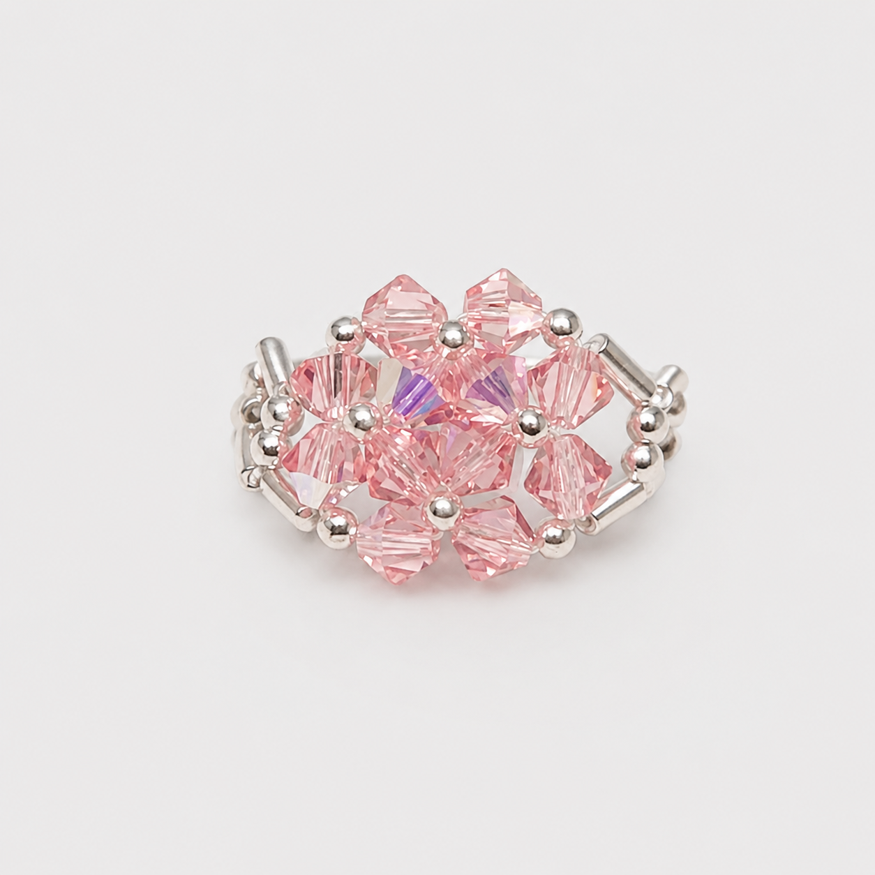 Anillo Ajustable Prisma Cristales Swarovski Plata